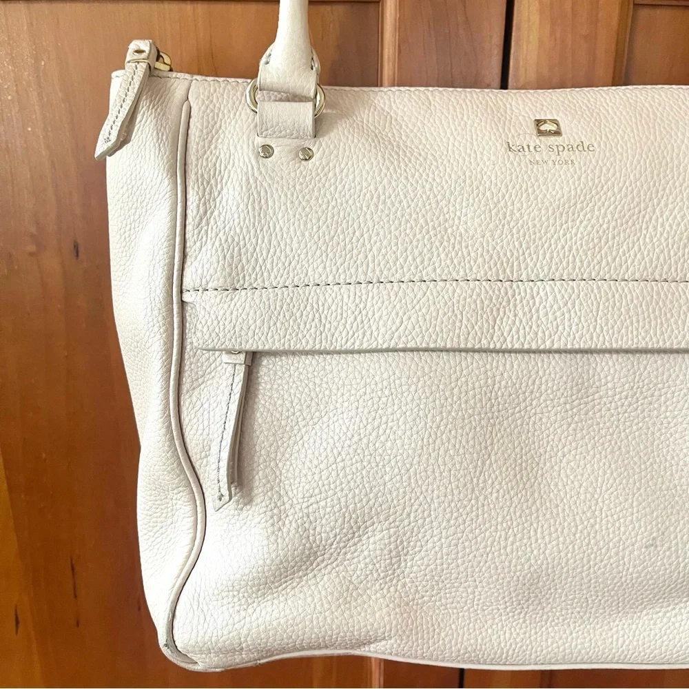 kate spade New York Cream Leather Tote Bag